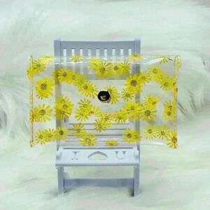 Yellow Florals Clear Card Case Wallet